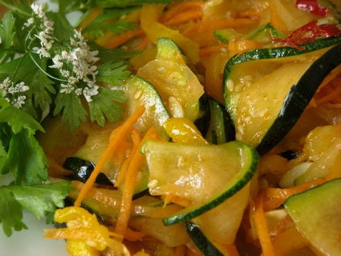Korean spicy zucchini salad