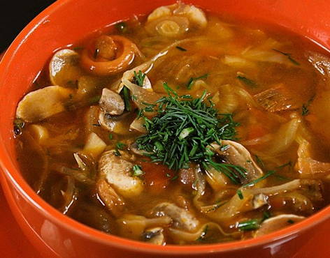 Solyanka with mushrooms and cabbage