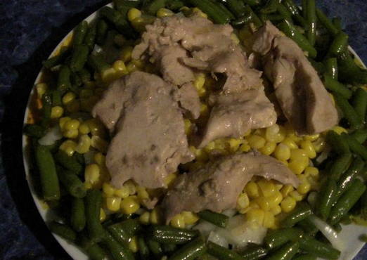 Cod liver and corn salad