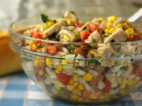 Beans, Corn and Chicken Salad