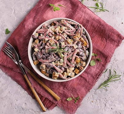 Beans and sausage salad
