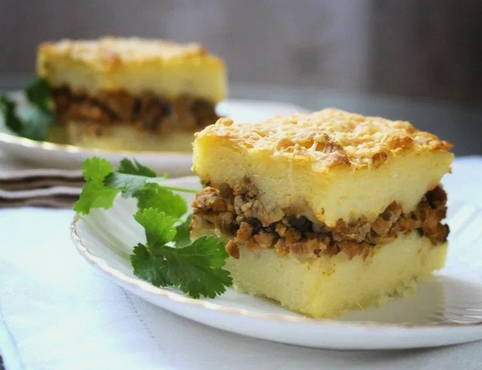 Potato casserole with minced meat without cheese