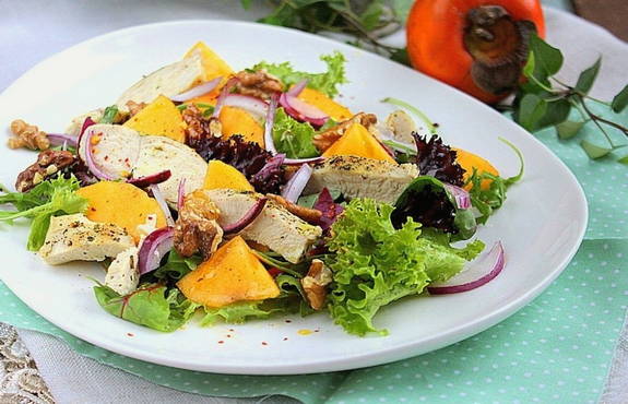 Chicken and persimmon salad