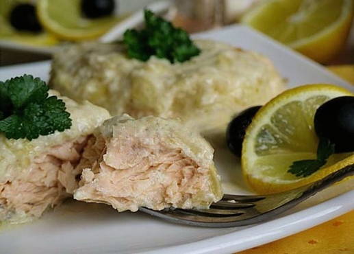 Steamed pink salmon