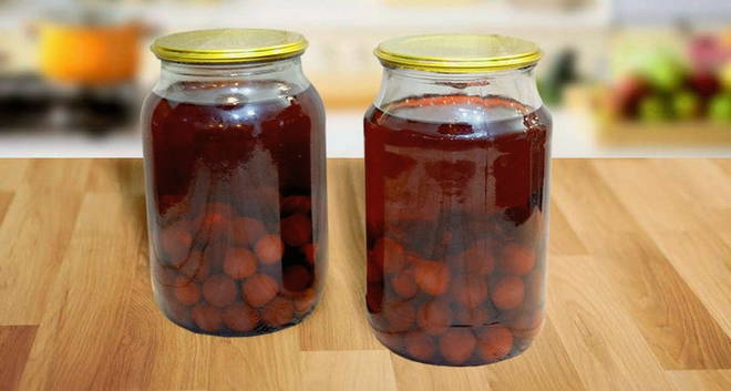 Cherry compote for the winter in jars