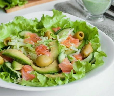 Avocado and red fish salad