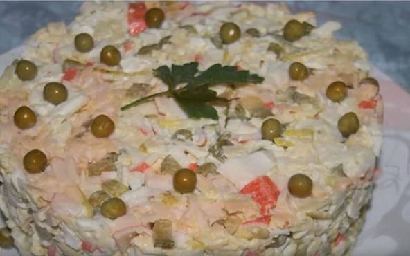 Crab salad with rice and pickles