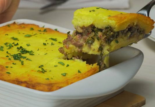 Mashed potato casserole with minced meat