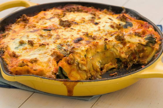 Potato casserole with minced meat in a pan