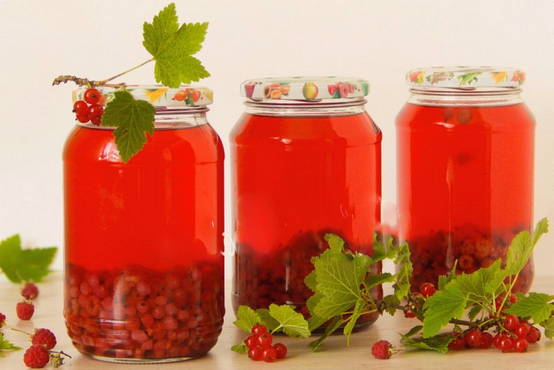Red currant and raspberry compote