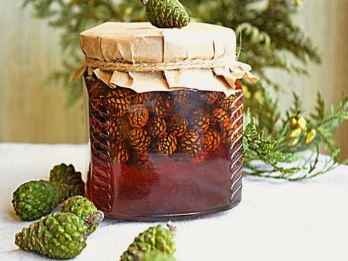 Pine cone jam with honey