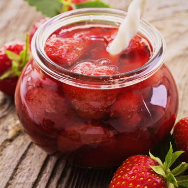 Thick strawberry jam with whole berries