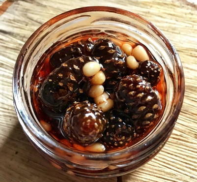 Pine cone jam with pine nuts