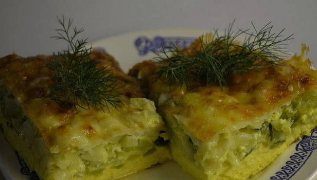 Zucchini casserole with cheese and egg