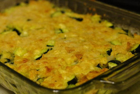 Grated zucchini casserole with cheese