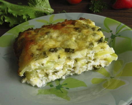 Zucchini and cottage cheese casserole in the oven
