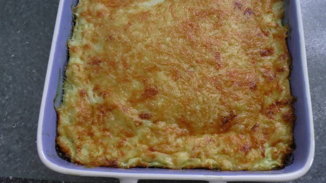 Zucchini casserole with rice and cheese