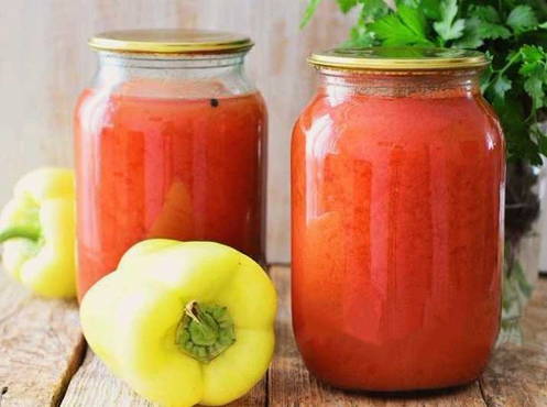 Tomato juice with bell pepper for the winter