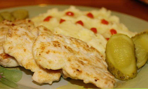 Chopped chicken breast cutlets with mayonnaise