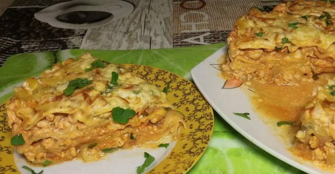 PP lasagna with minced chicken