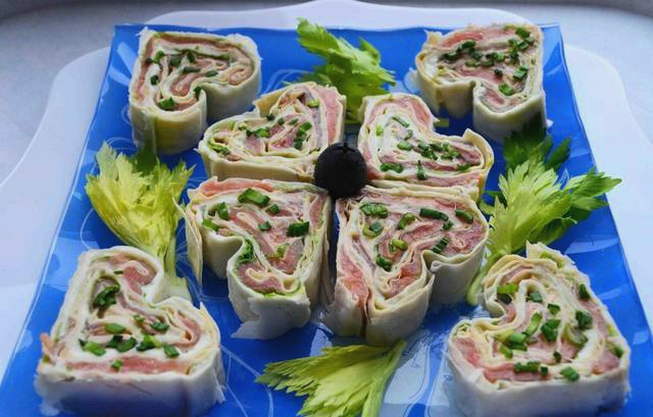 Lavash roll with red fish and cream cheese