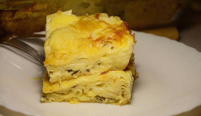 Lavash achma with cheese and kefir in the oven