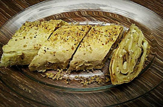 Roll with lavash cottage cheese