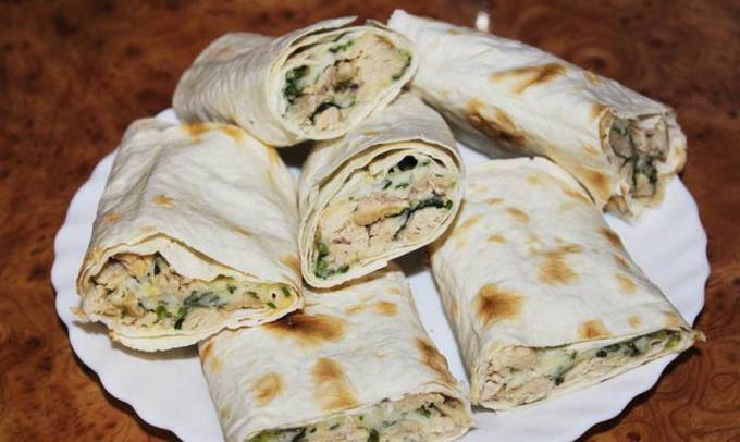 Roll of lavash with chicken