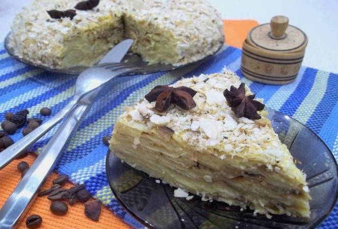 Lavash cake with custard