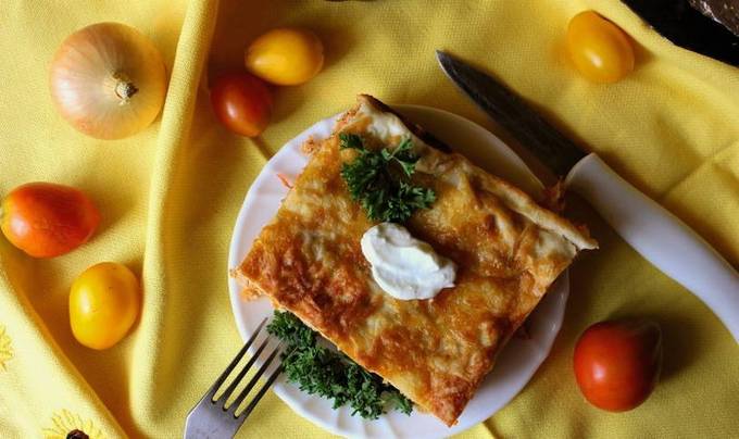 PP lavash lasagna with minced meat