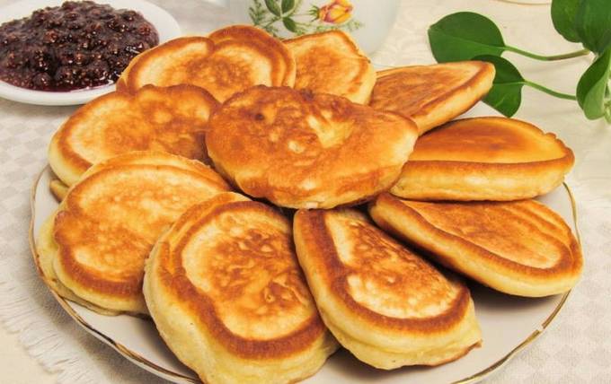 Pancakes from sour fermented baked milk