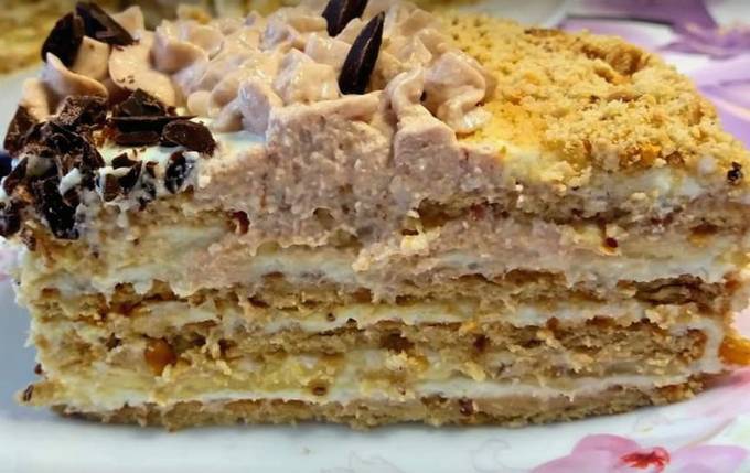 Biscuit cake without baking with cottage cheese and condensed milk