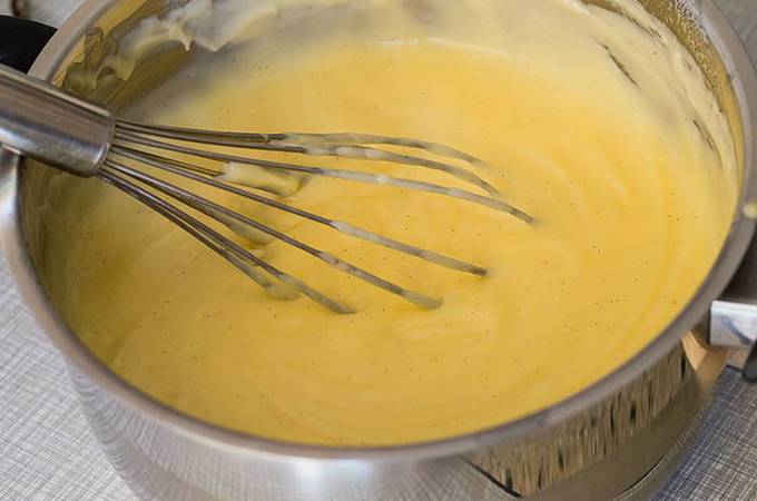 Custard for biscuit cake with condensed milk and butter