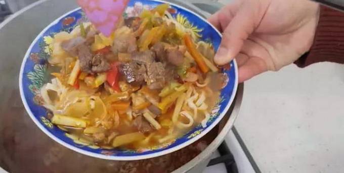 Lamb lagman with noodles