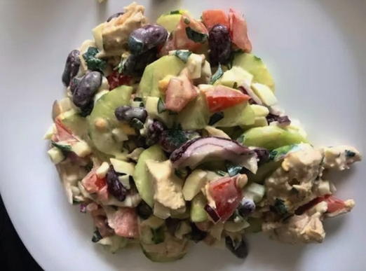 Chicken, Cucumber and Canned Beans Salad
