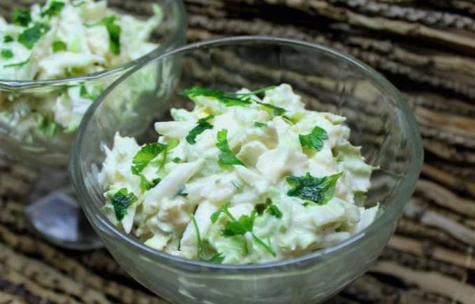 Chicken, cheese, egg and Chinese cabbage salad