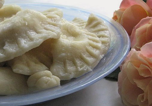 Dumplings with potatoes in the microwave