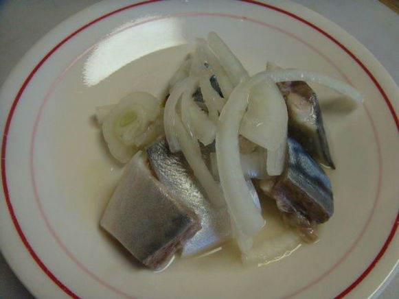 Pickled mackerel with onions and vinegar