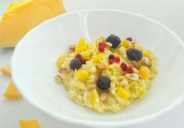 Wheat porridge on water with pumpkin