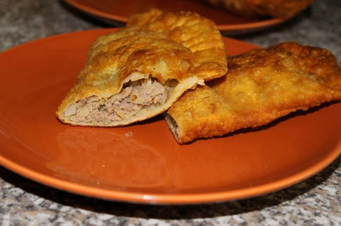 Chebureks with meat and potatoes