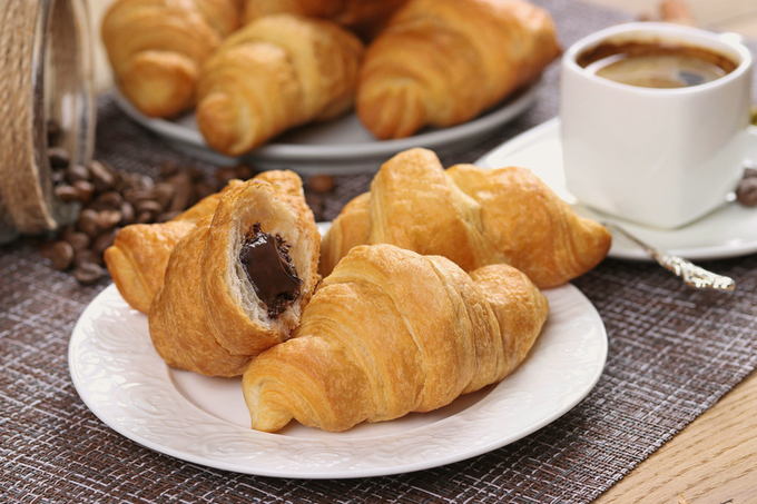 Yeast dough chocolate croissants