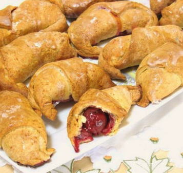 Puff pastry cherry croissants