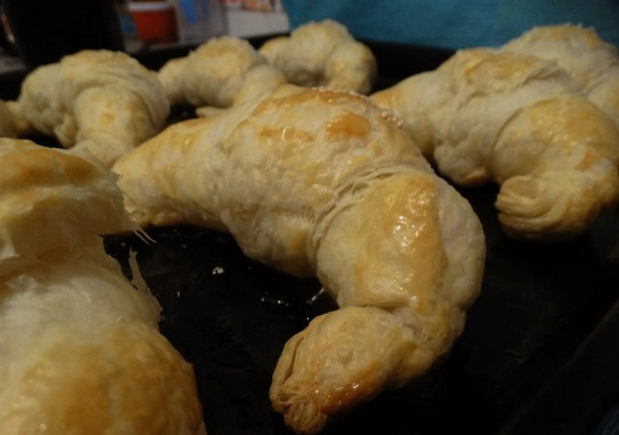 Filled puff yeast dough croissants