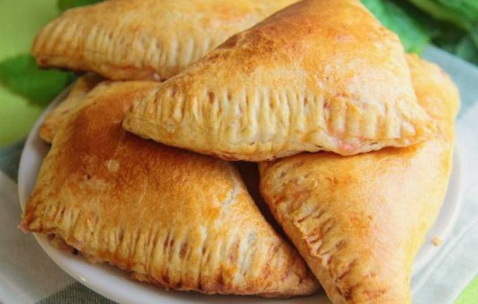 Samsa with sausage and cheese