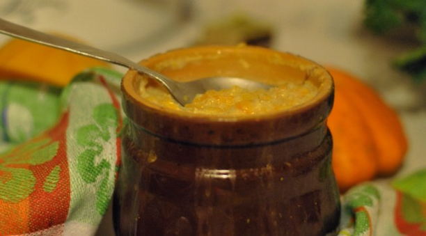 Wheat and pumpkin porridge in the oven