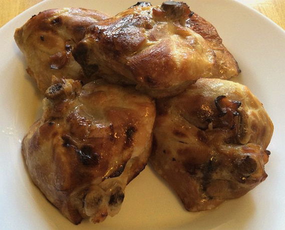 Chicken in honey-soy sauce with mustard