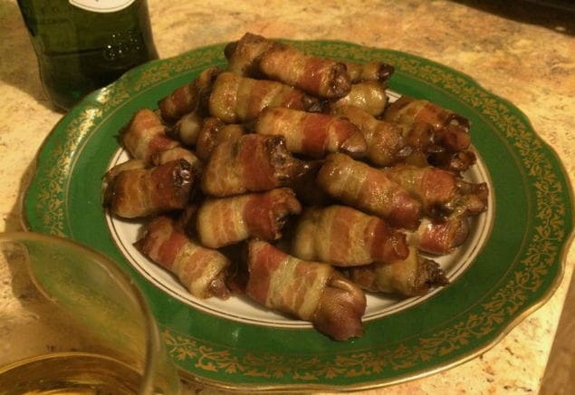 Chicken liver in bacon in the oven