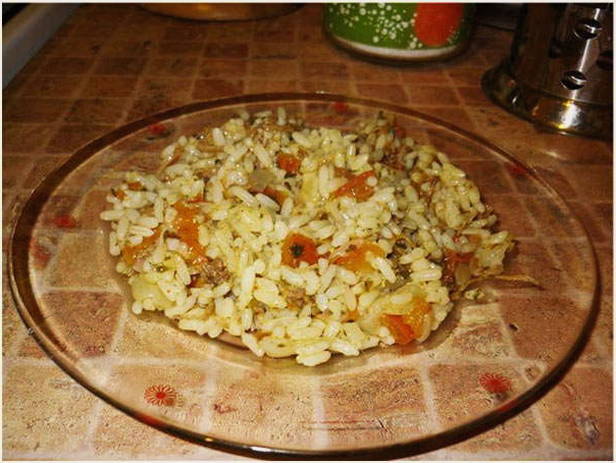 Pilaf with stew in a slow cooker