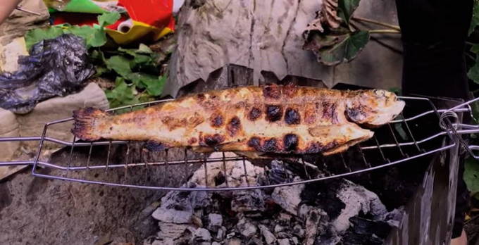 Whole trout on the grill