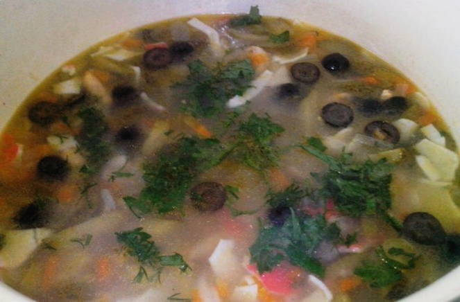 Solyanka in fish broth